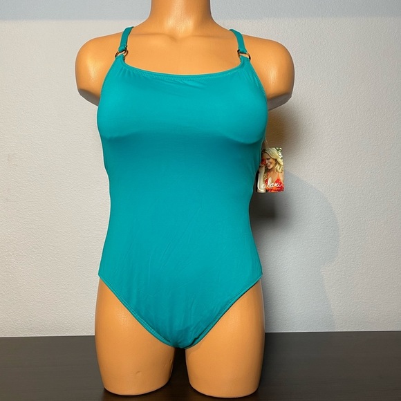 Nwt Leilani Convertible Back One Piece Teal Swimsuit (SW04) - Picture 2 of 10